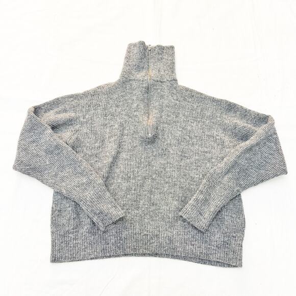 Quince Double Faced Merino Wool Scarf Coat Heather Gray Size L